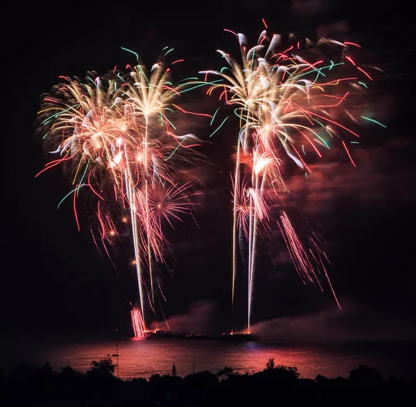 Beautiful colorful holiday fireworks — Stock Photo, Image