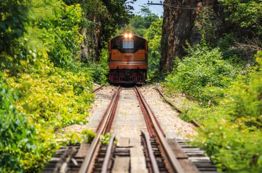 Tren yolu tüneli üzerinde tren