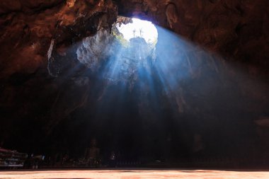 Cave and sun in phetchaburi clipart