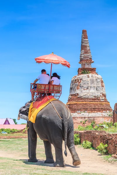 Tourists riding elephants — Stock Photo, Image