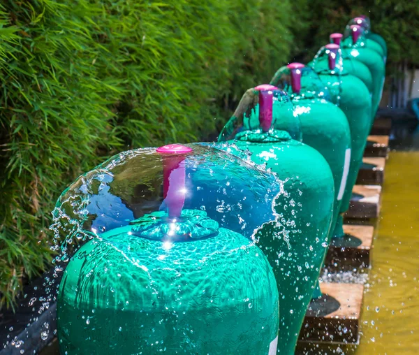 Fountains in the summer garden — Stock Photo, Image