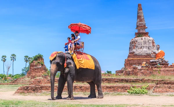 Tourists on an elephant ride tour — Stock Photo, Image