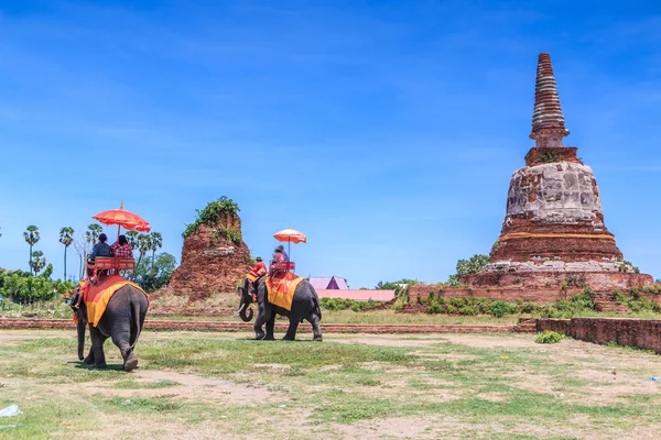 Tourists on an elephant ride tour — Stock Photo, Image