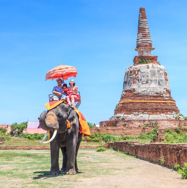 Stock image Tourists on an elephant ride tour