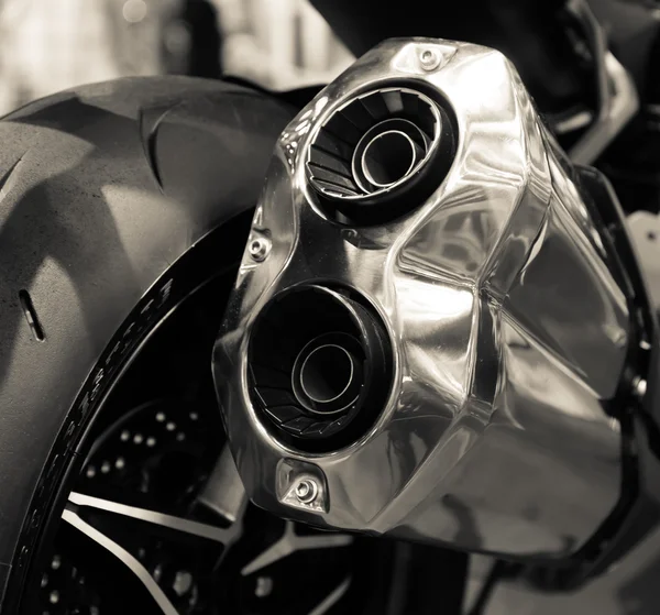 Metallic Exhaust of motorcycle — Stock Photo, Image