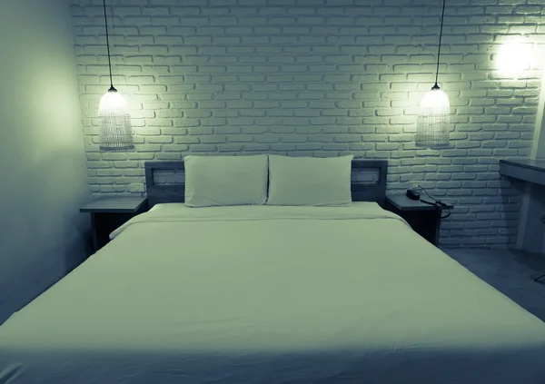 Big bed in the room — Stock Photo, Image