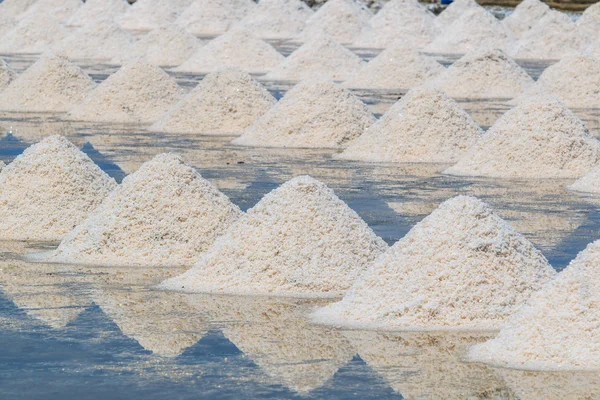 Salt piles on seaside farm — Stock Photo, Image