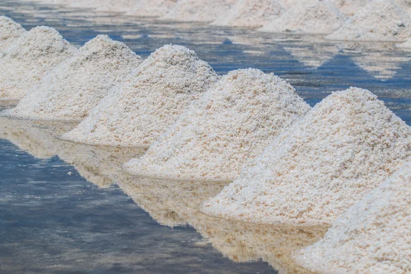 Salt piles on seaside farm — Stock Photo, Image