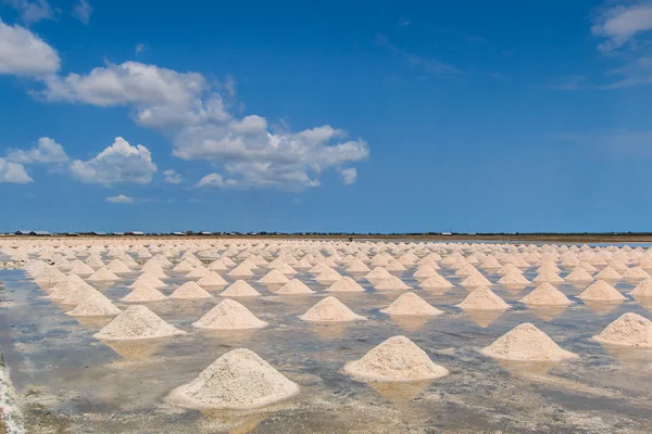 Mucchi di sale in fattoria di mare — Foto Stock