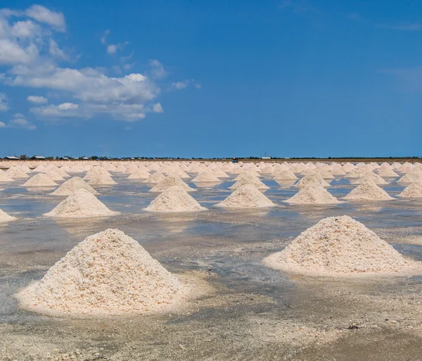 Mucchi di sale in fattoria di mare — Foto Stock