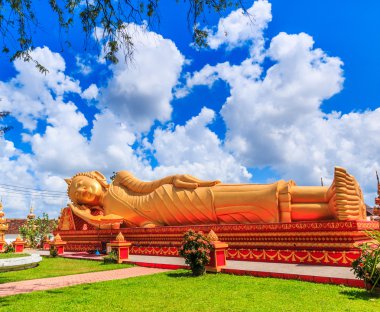 Buda Vientiane tapınağında uyku