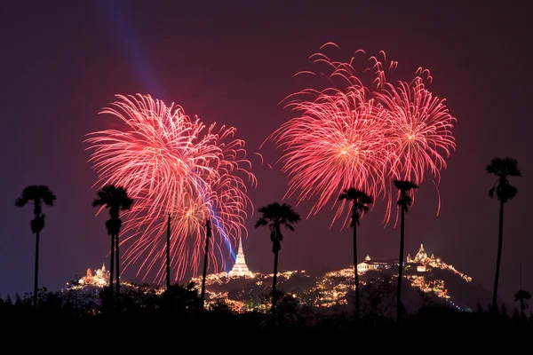 Holiday fireworks in sky — Stock Photo, Image