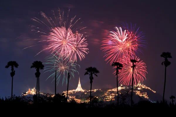 Holiday fireworks in sky — Stock Photo, Image