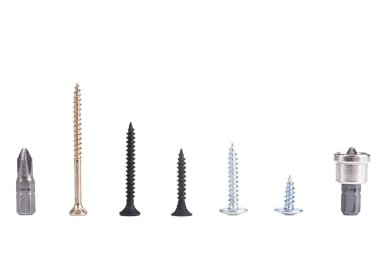 Beyaz bir arka plan üzerinde bulunan vidaları.