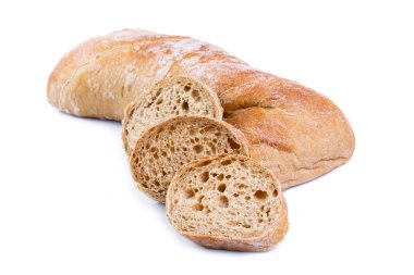 Beyaz arkaplanda ekmek.