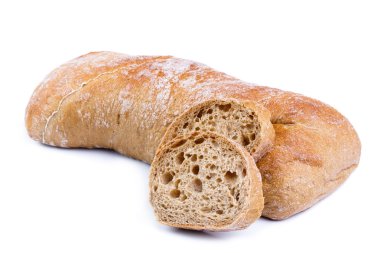 Beyaz arkaplanda ekmek.