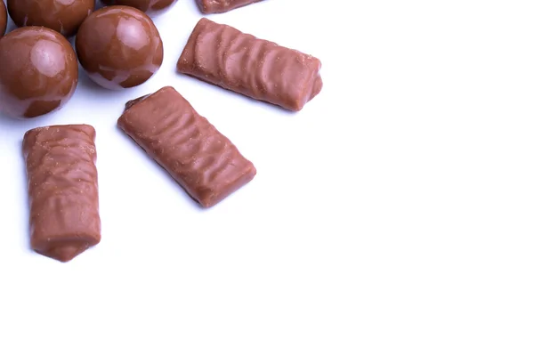 Chocolate candies on a white background. — Stock Photo, Image