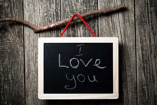 I love you message written on little chalkboard. — Stock fotografie