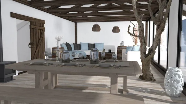 Bauernhaus Wohnzimmer Interieur — Stockfoto