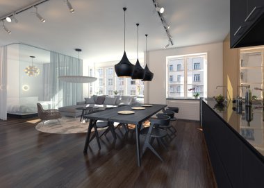 İç Modern açık konsept daire