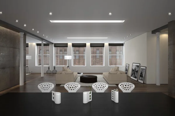 İç Modern kınamak yemek ve oturma odası