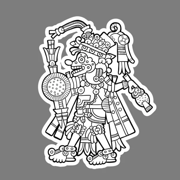 Pessoa. Imagem em preto e branco dos maias. Desenhos Maya. Elementos de design Maya . — Vetor de Stock