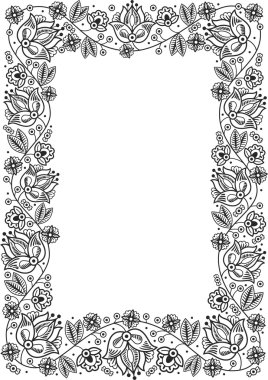 Retro çiçek çerçeve. Hanedan süsleme. Sayfanın tamplate