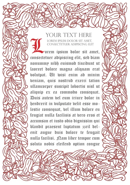 Retro çiçek çerçeve. Hanedan süsleme. Sayfanın tamplate