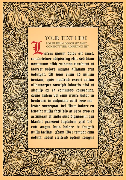 Retro çiçek çerçeve. Hanedan süsleme. Sayfanın tamplate