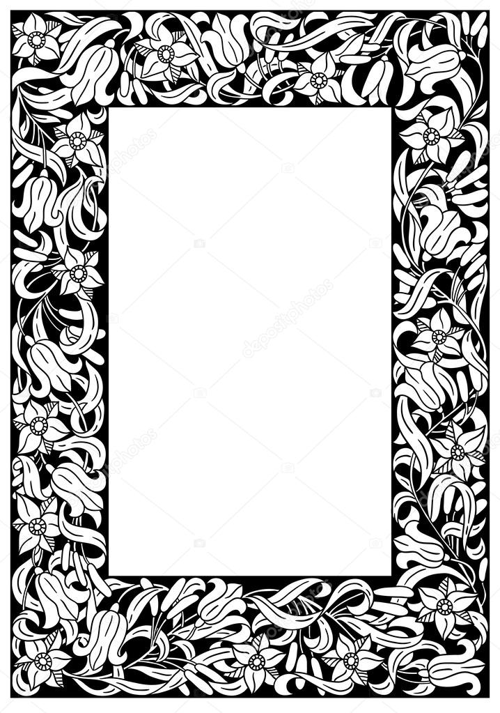 Retro flower frame. Heraldic ornament. Page's tamplate