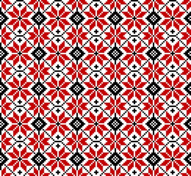 Dikişsiz soyut geometrik desen. Geleneksel Ukrayna nakış. Hipster arka plan. Piksel sanat.