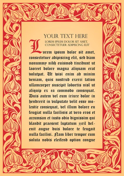 Masal çiçek çerçeve. Retro, vintage, Gotik tarzı. Vintage çerçeve çiçek, vektör retro arka plan ile. Hanedanlık armaları öğeleri güzelleşmek. Dekoratif çerçeve. — Stok Vektör