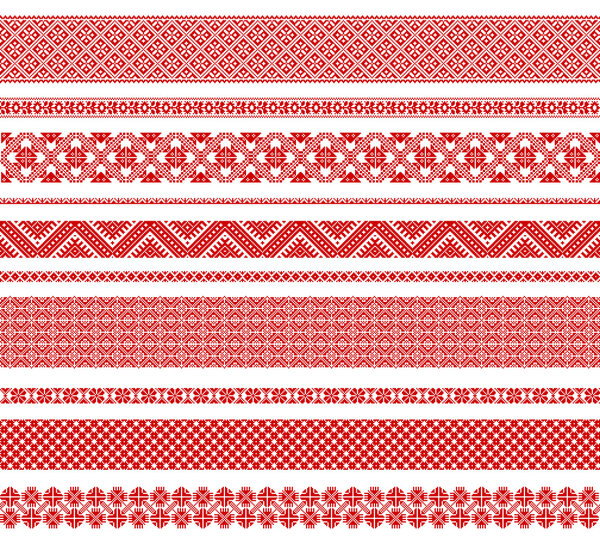 Набор бесшовных традиционных национальных вышитых узоров
