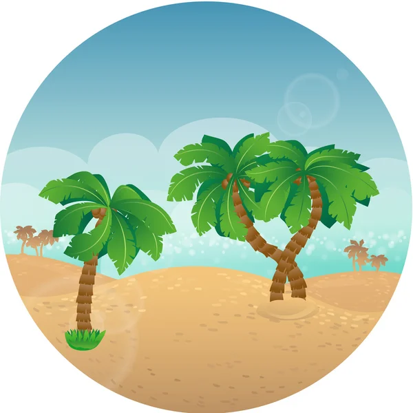 Spiaggia con palme . — Vettoriale Stock