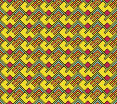 Dikişsiz soyut geometrik desen. Çağdaş şık renkli çizgi süsler. Duvar kağıdı, desen dolgularını, web sayfası arka planı, yüzey dokuları için sonsuz doku-ebilmek var olmak kullanılmış.