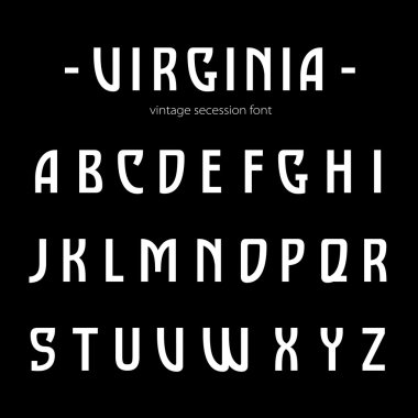 Retro grotesk yazı tipi. Vintage secession yazı tipi. Harfler.