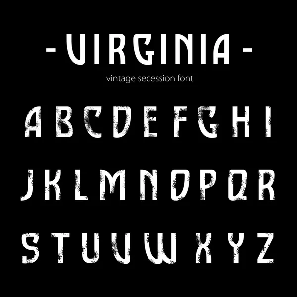 Retro grunge font. Vintage secession font. Upper case letters. — Stock Vector