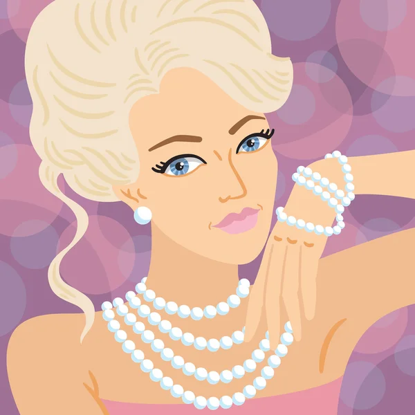 Joven hermosa chica con joyas — Vector de stock