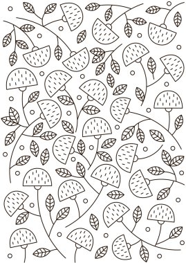 Satır doodle çiçek. Kart veya Tekstil için arka plan. Siyah beyaz resim.