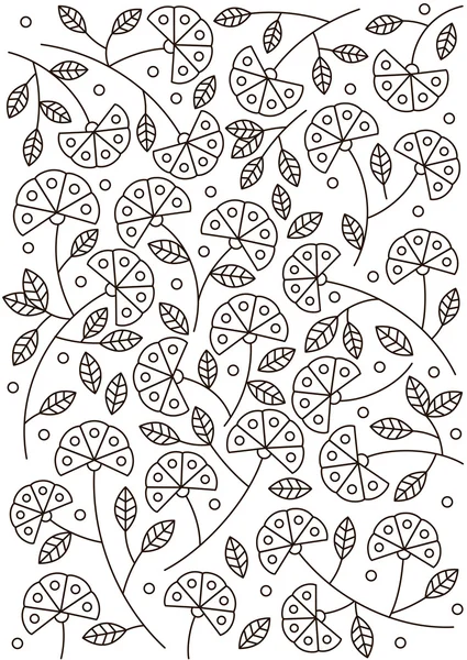 Linea fiore scarabocchio. Sfondo per carta o tessuto. Illustrazione in bianco e nero . — Vettoriale Stock