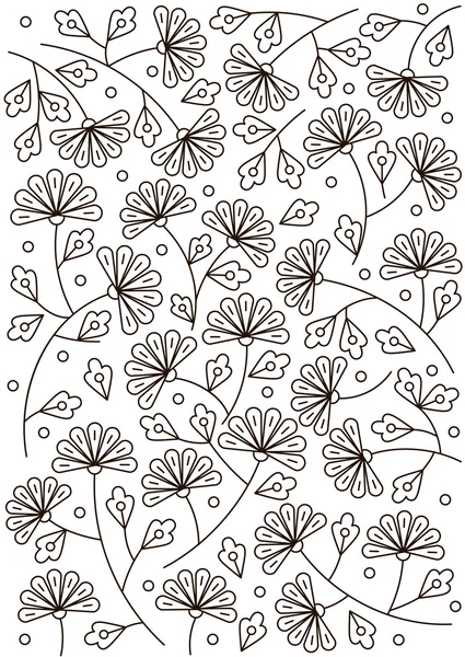 Flor de doodle linha. Fundo para cartão ou têxtil. Ilustração em preto e branco . — Vetor de Stock