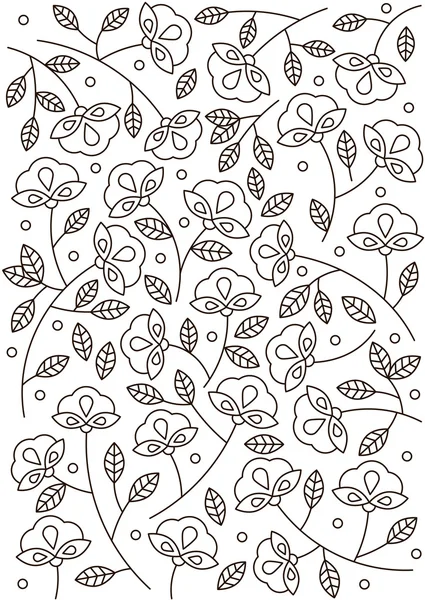 Linea fiore scarabocchio. Sfondo per carta o tessuto. Illustrazione in bianco e nero . — Vettoriale Stock