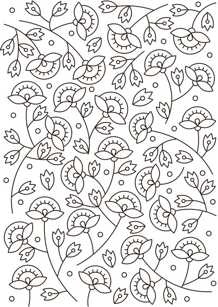Linea fiore scarabocchio. Sfondo per carta o tessuto. Illustrazione in bianco e nero . — Vettoriale Stock