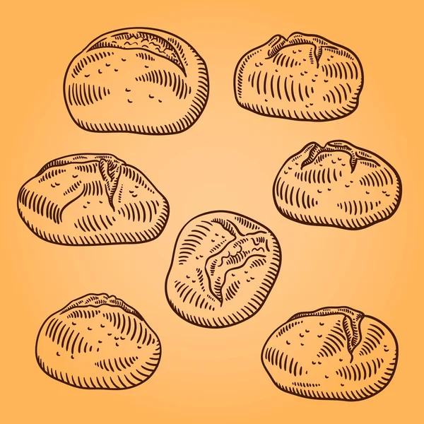 Conjunto de ilustración de panadería. Grabado estilo retro. garabato dibujado a mano . — Archivo Imágenes Vectoriales
