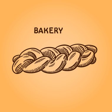 Fırıncılık illüstrasyon. Oyma retro tarzı. Elle çizilmiş doodle.
