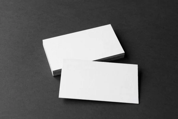 Business Cards Blank Mockup Black Background Copy Space Text — Stock Photo, Image