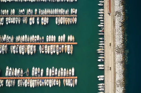 Aerial View by Drone of Yacht Club and Marina. Top view of yacht club.