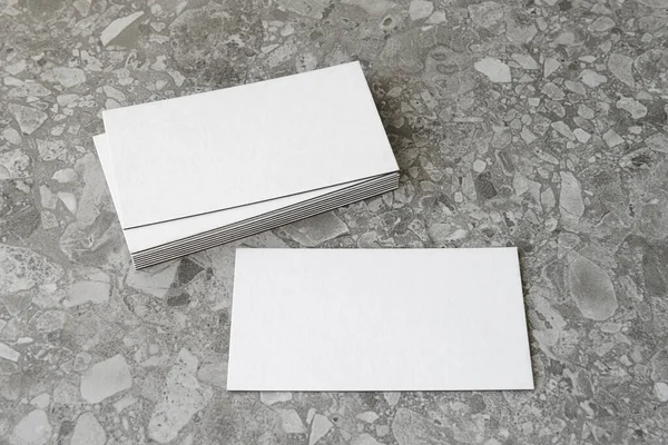 Business cards blank. Mockup on gray background.  Copy space for text.