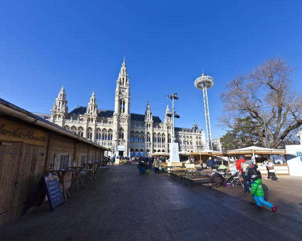 O Eistraum vienense na praça da prefeitura de Viena — Fotografia de Stock