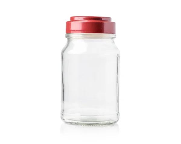 Botol Gelas Kopi Kosong Dengan Tutup Merah Muda Diisolasi Pada — Stok Foto